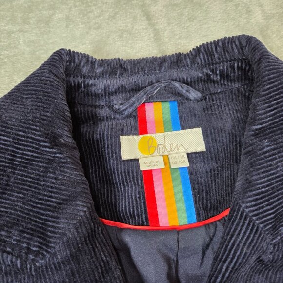 Boden Blazer Womens 10 Navy Blue Corduroy Classic Preppy Office Academia Jacket - Picture 3 of 13